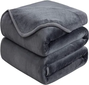 Soft Queen Size Blanket for All Season Warm Fuzzy Microplush Lightweight Thermal Fleece Summer Autumn Fall Winter Spring Blankets for Queen Full Bed Couch Sofa,90x90 Inches,Dark Gray