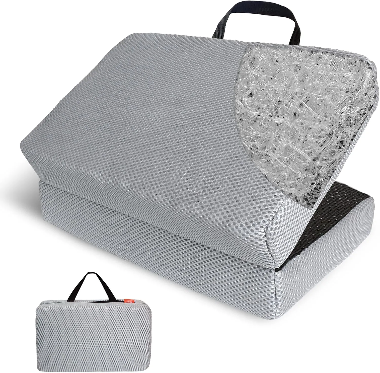 Sojoy Portable Travel Seat Cushion Supportive Air Fiber Seat Cushion Foldable Chair Pad for Stadium,Bleacher,Office Chair,Gray