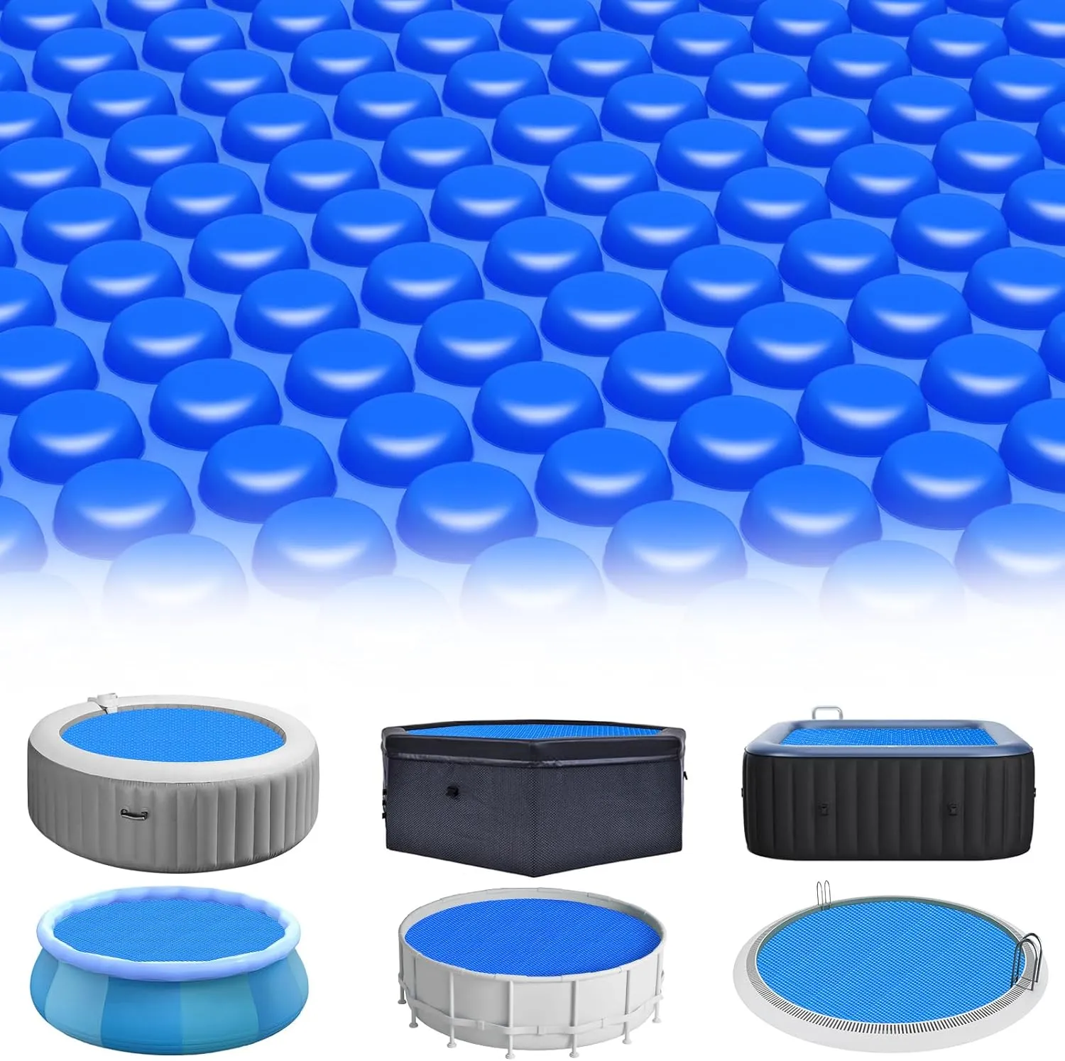Solar Pool Cover 6 Ft Round Solar Blanket for Above Ground Inground Pools, Hot Tub SPA Bubble Wrap Pool Cover Protector, 12 Mil Circle Thermal Covers Floating Blanket Mat for Swimming Pools