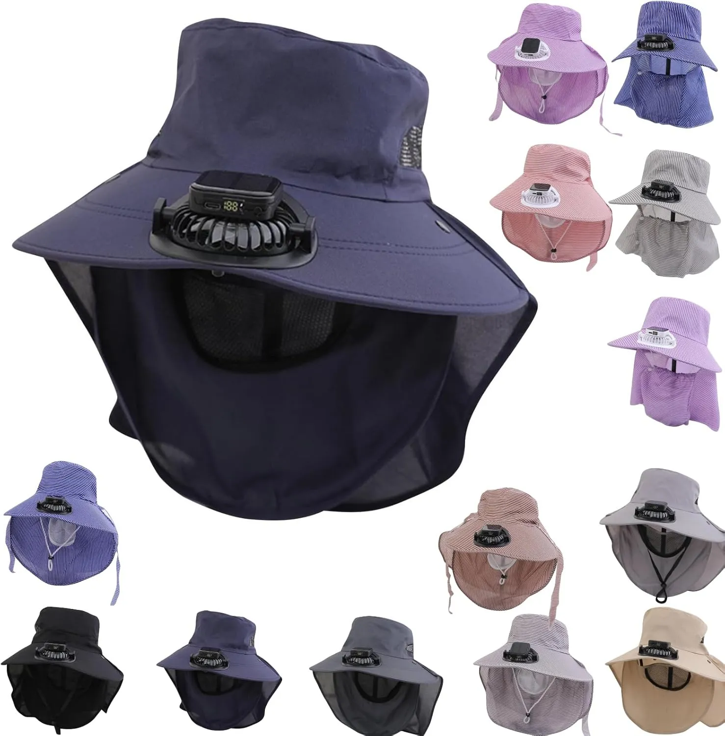 Solar Powered Fan Hat for Women, Wide Brim Bucket Hats UPF 50  for Summer Beach Outdoor Fishing Hiking Daily