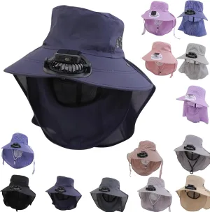 Solar Powered Fan Hat for Women, Wide Brim Bucket Hats UPF 50  for Summer Beach Outdoor Fishing Hiking Daily