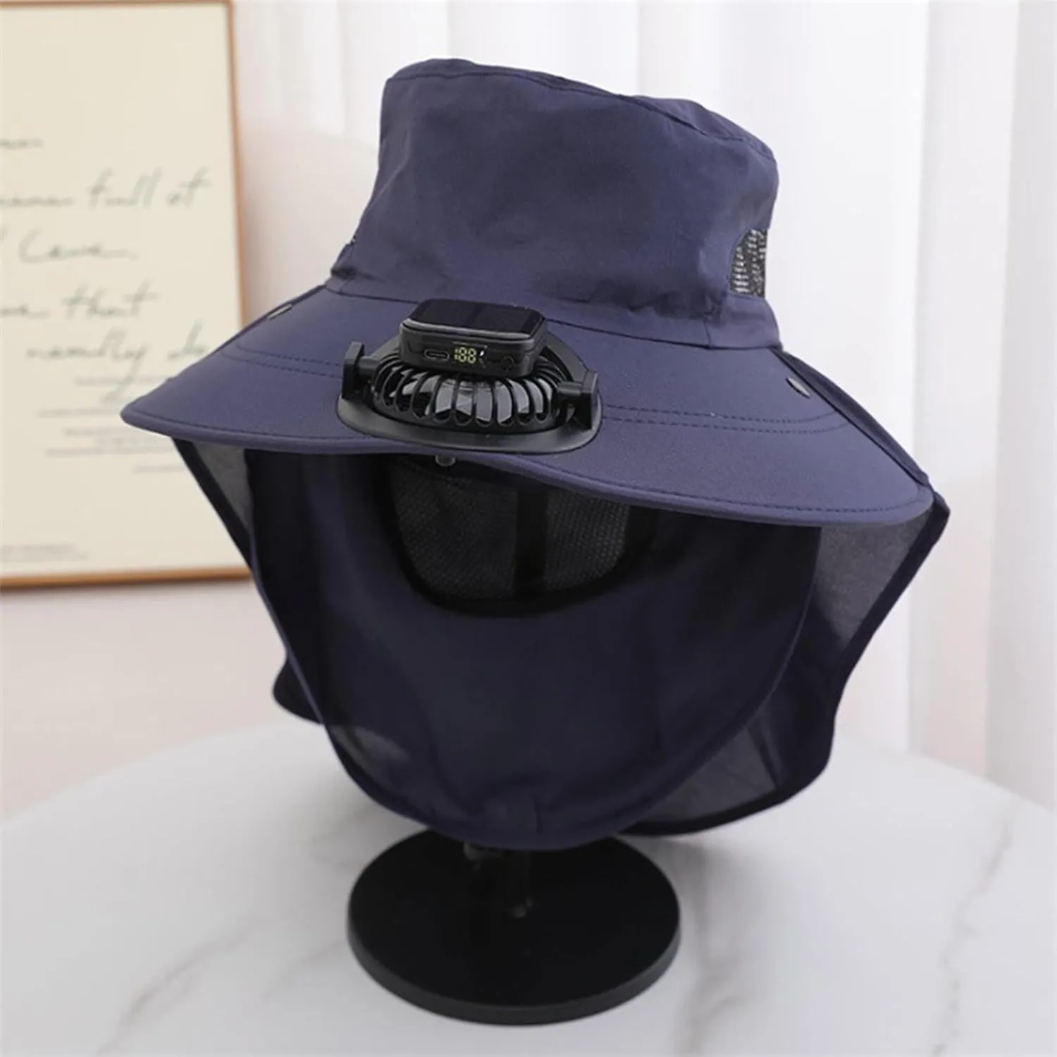 Solar Powered Fan Hat for Women, Wide Brim Bucket Hats UPF 50  for Summer Beach Outdoor Fishing Hiking Daily