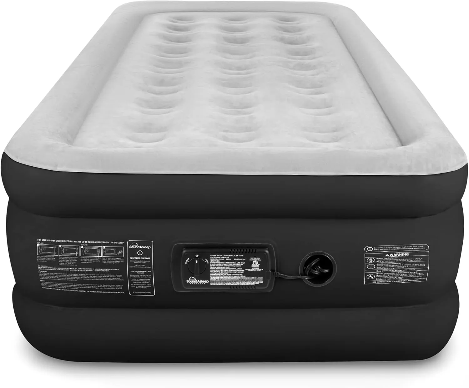 SoundAsleep Dream Series Luxury Air Mattress with ComfortCoil Technology & Built-in High Capacity Pump for Home & Camping- Double Height, Adjustable, Inflatable Blow Up, Portable - Twin XL Size