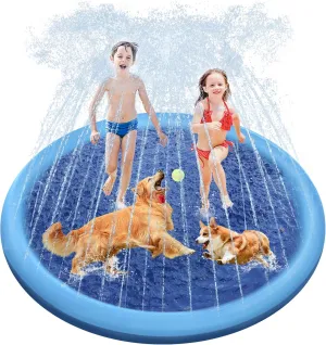 Splash Pad, 67in Anti-Slip Splash Pad for Kids Dogs 0.58mm Thickened Dog Pool Splash Sprinkler Pad Durable Summer Outdoor Water Toys for Baby Toddler Boys Girls Pet