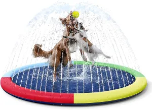Splash Pad for Dog, 67’’ Non-Slip Thicken Sprinkler Pool Outdoor Play Mat, Summer Fun Backyard Water Toys for Puppy Large Pet Dog