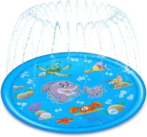 Splash Pads for Toddlers 1-3, 67'' Summer Outside Water Toys for Kids, Outdoor Sprinkler for Boys Girls 3-12, Splash Play Mat, 0.55mm Thickened Dog Pool (Marine)