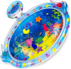 Splashin'kids Inflatable Tummy Time Premium Water mat with Mirror and rattles Infants Toddlers The Perfect Fun time Play Activity Center Your Baby's Stimulation Growth