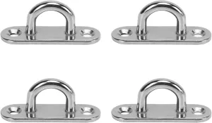 Stainless Steel 4 Pack Oval Hammock Hanging System with Pad Eye Plates, Wall Mounts and Ceiling Hooks for Secure Sun Sail Setup.