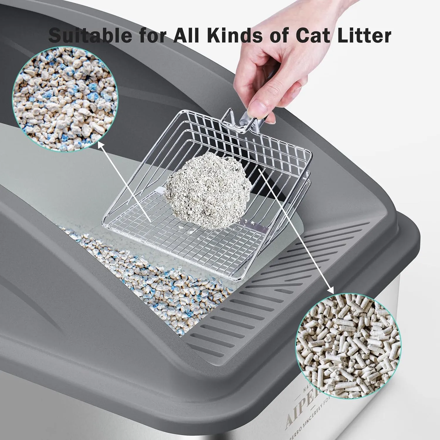 Stainless Steel Cat Litter Box with Lid | XL Extra Large Litter Box for Big Cats | Metal Litter Boxs High Sided | Enclosed Anti-Urine Leakage, Include Litter Mat and All-Metal Litter Scoop