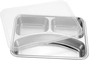 Stainless Steel Divided Plate for Camping Picnics Hiking Traveling Home Supplies Snack Containers