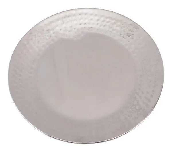 Stainless Steel Hammered Double Wall Coupe Shape Quarter Dinner Plate, 7.5"
