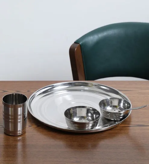 Stainless Steel Heavy Gauge Thali Set, Set of 5 pieces, 12"