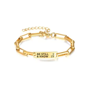 Stainless Steel ID Bracelet – Be Still and Know, Ps 46:10 – Gold Color