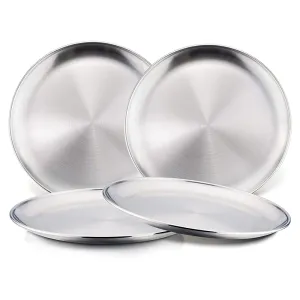 Stainless Steel Matt Finish Serving Plate or Platter, 9" Round