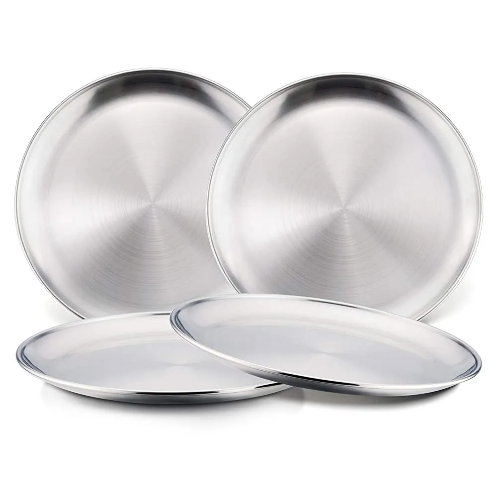 Stainless Steel Matte Finish Dinnerware Quarter Plate, 7" Round