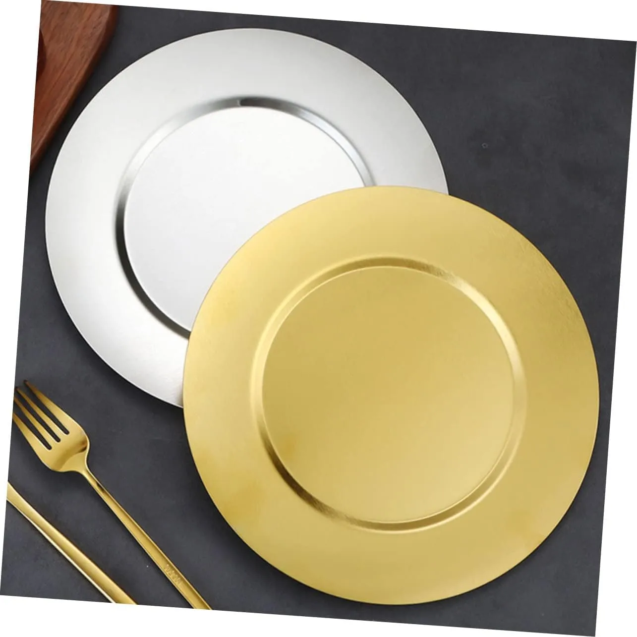 Stainless Steel Plate Dinner Child-safe Round Edge Large Plate Dessert Serving Dishwasher Safe