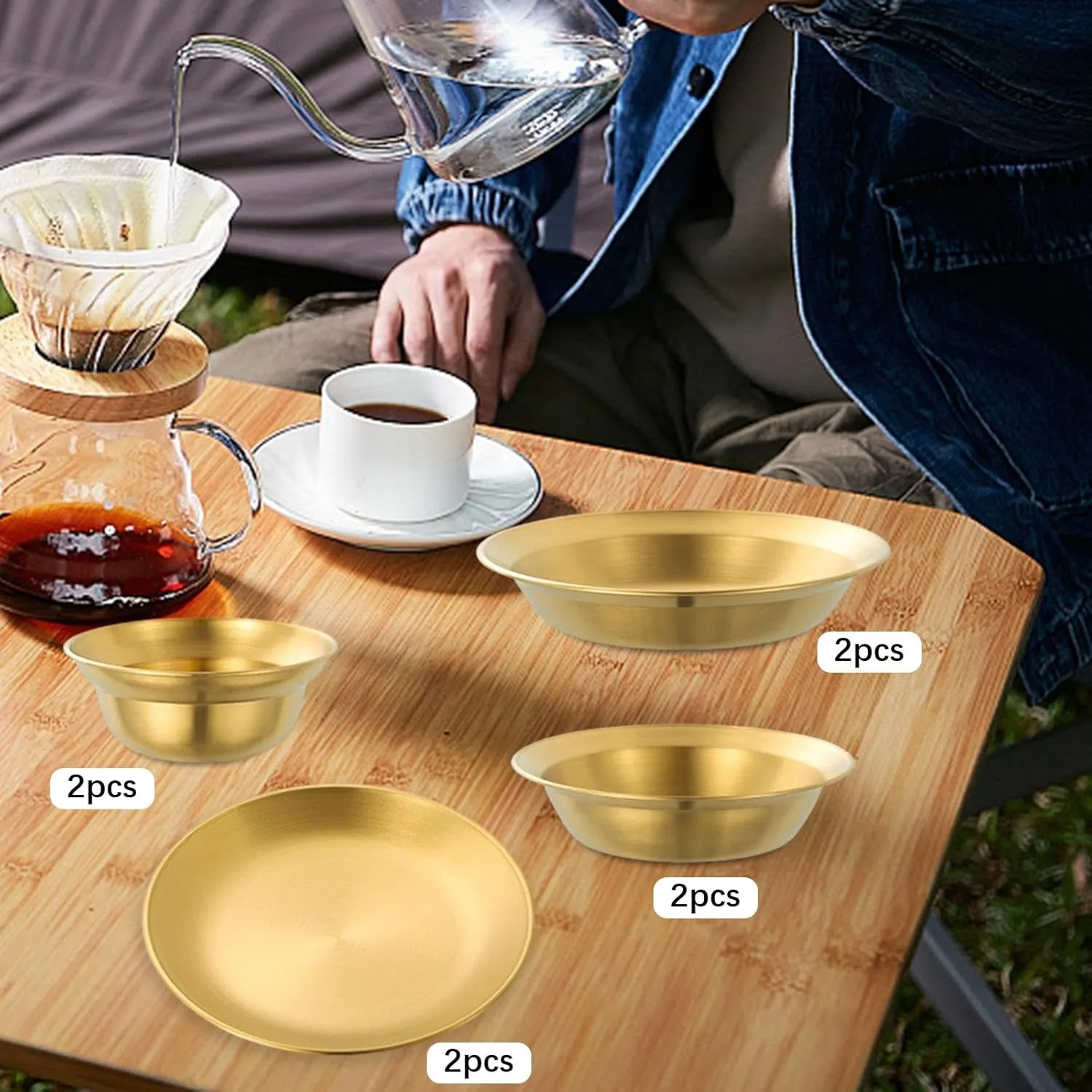 Stainless Steel Plates and Bowls, Camping Utensils, Dinner Dishes, Outdoor Tableware Dinnerware Set for Barbecue RV Apartment