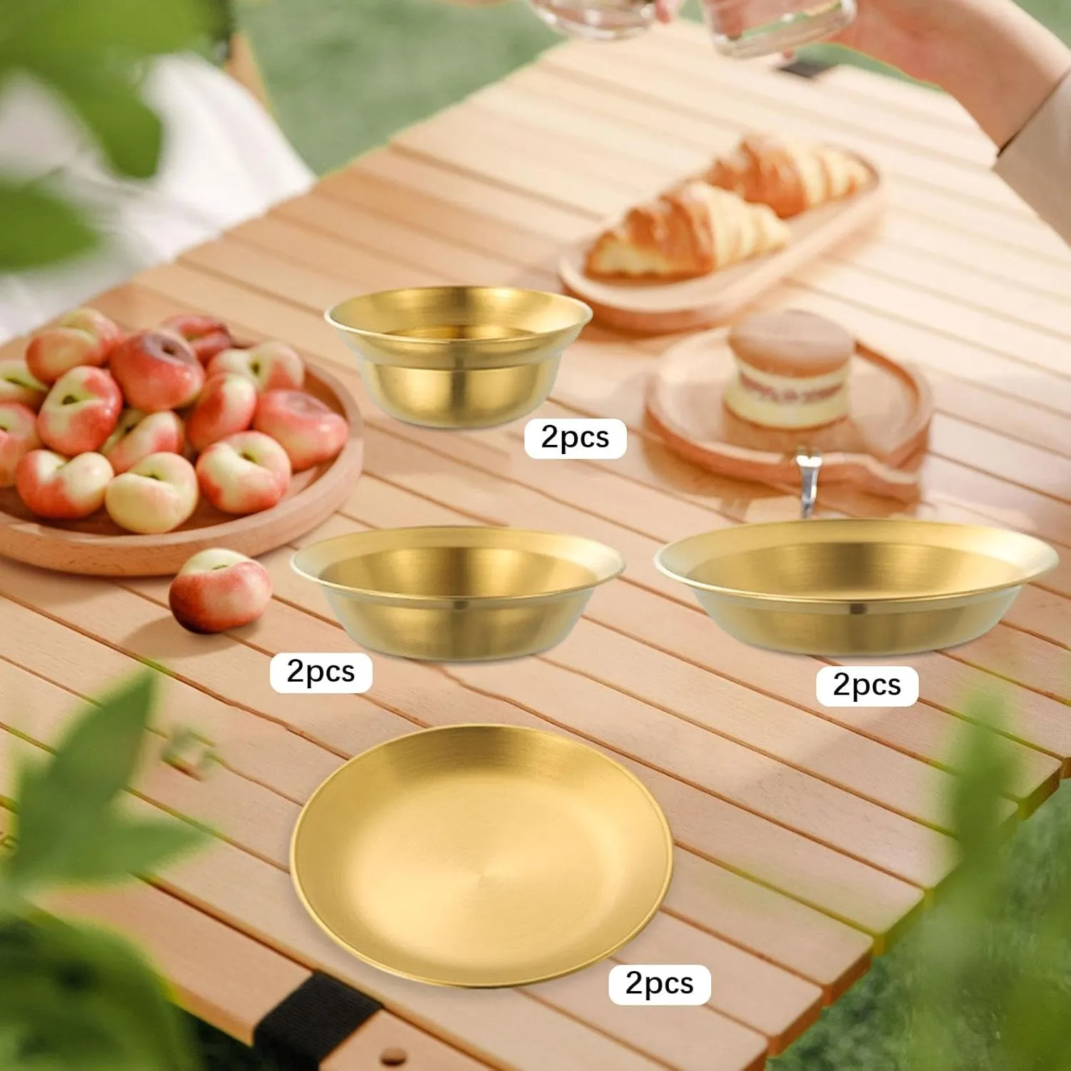 Stainless Steel Plates and Bowls, Camping Utensils, Dinner Dishes, Outdoor Tableware Dinnerware Set for Barbecue RV Apartment