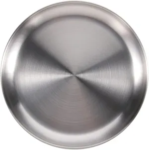 Stainless Steel Plates for Camping Round Plate Metal 20cm Diameter Korean Style for Outdoor Use