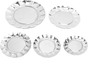 Stainless Steel Plates Set, 5pcs Metal Camping Plate, Round Lunch Plates with Spit Bone Dish Plate, Reusable Food Serving Dish for Kitchen, Outdoor Camping, Restaurants