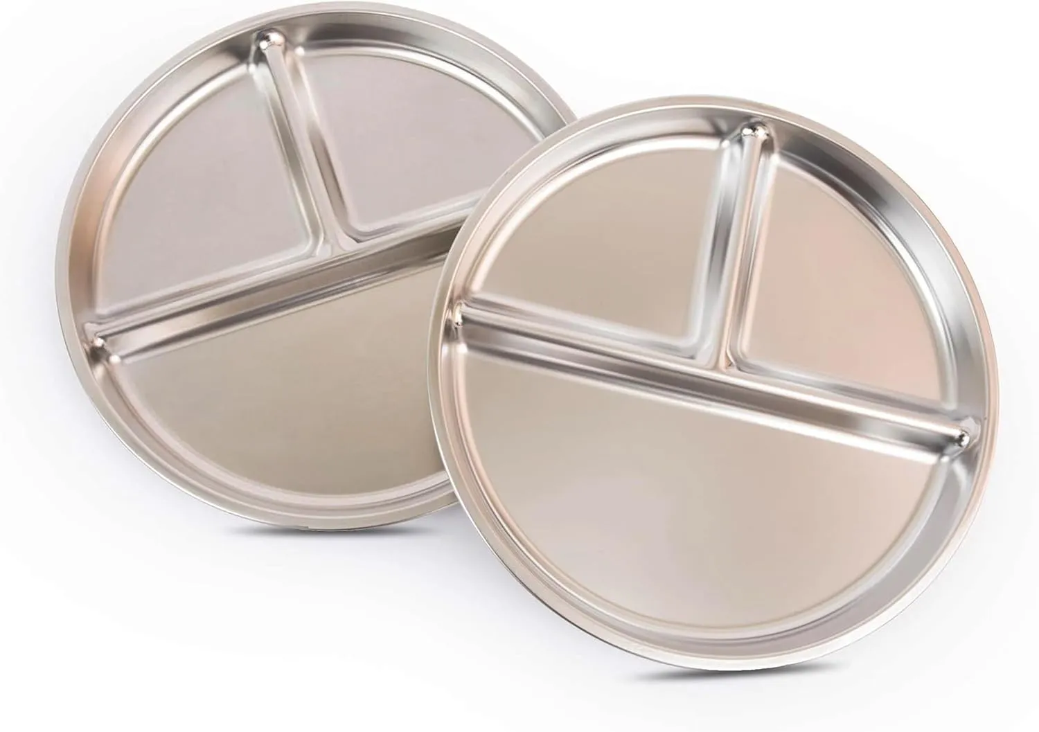 Stainless Steel Portion Control Plate | 3 compartment plates | Divided Plates for Adults Kids | Bariatric and Diabetic Diet Food Portion Plate | 2 pack - 9"x 9" Size