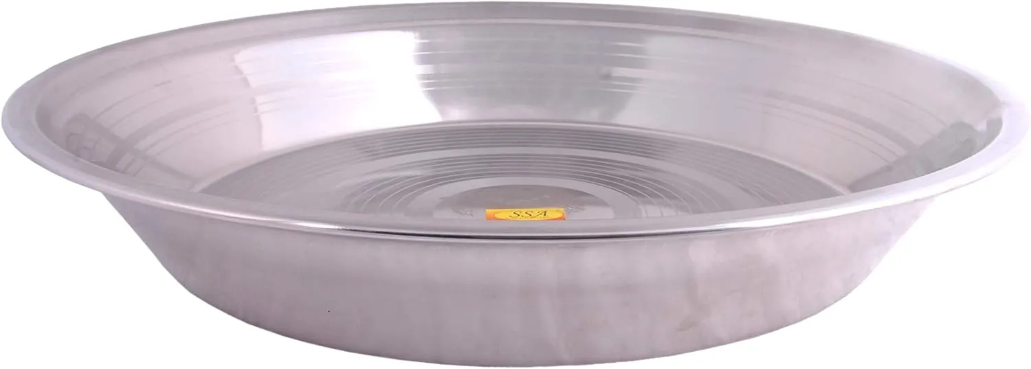 Stainless Steel Silver Touch Design Parat Plate, Platter, Big, (LxBxH=7cm x 45cm x 7cm, Silver)