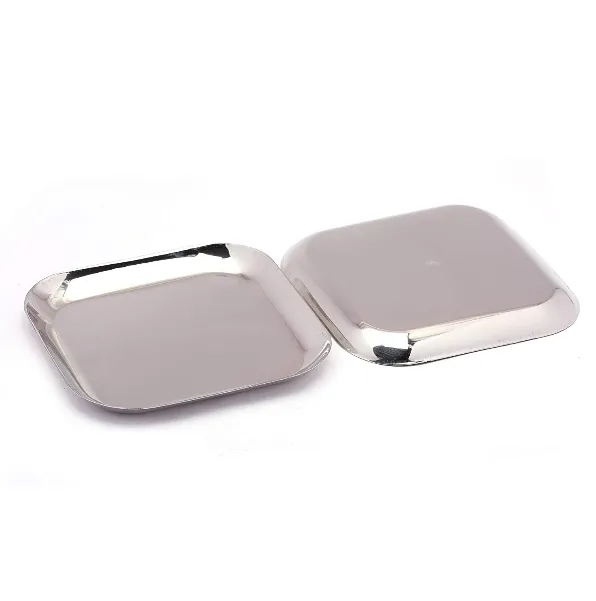 Stainless Steel Square Shape Dinner Plate or Platter, 12'' x 12"