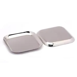 Stainless Steel Square Shape Quarter Size Platter, 7'' x 7"
