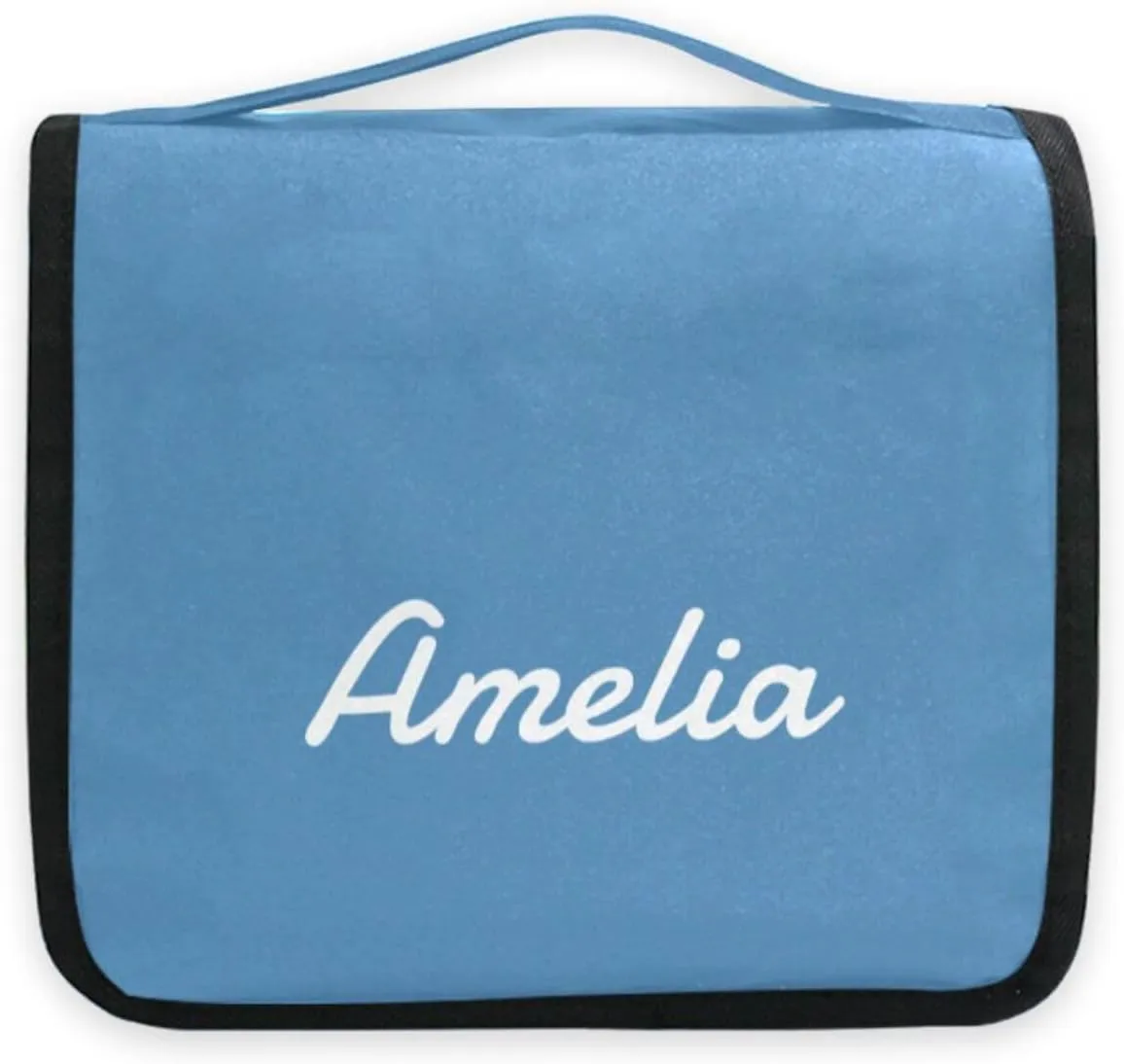 Steel Blue Custom Name Hanging Toiletry Bag Personalized Makeup Cosmetic Bag Large Capacity Travel Toiletry Organizer Cosmetic Case for Shaving Toiletries Brush Storage