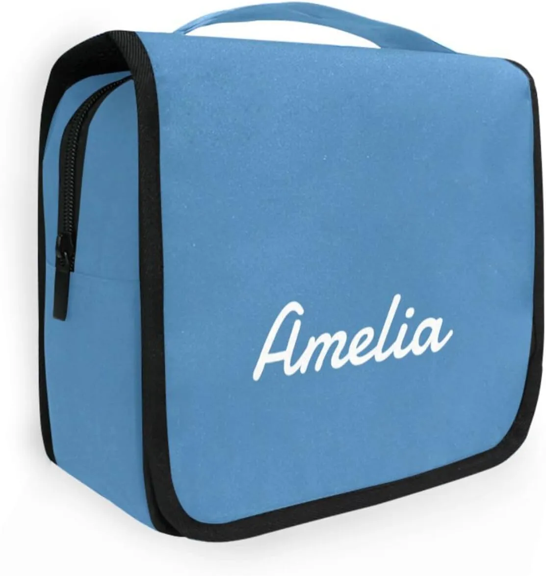 Steel Blue Custom Name Hanging Toiletry Bag Personalized Makeup Cosmetic Bag Large Capacity Travel Toiletry Organizer Cosmetic Case for Shaving Toiletries Brush Storage