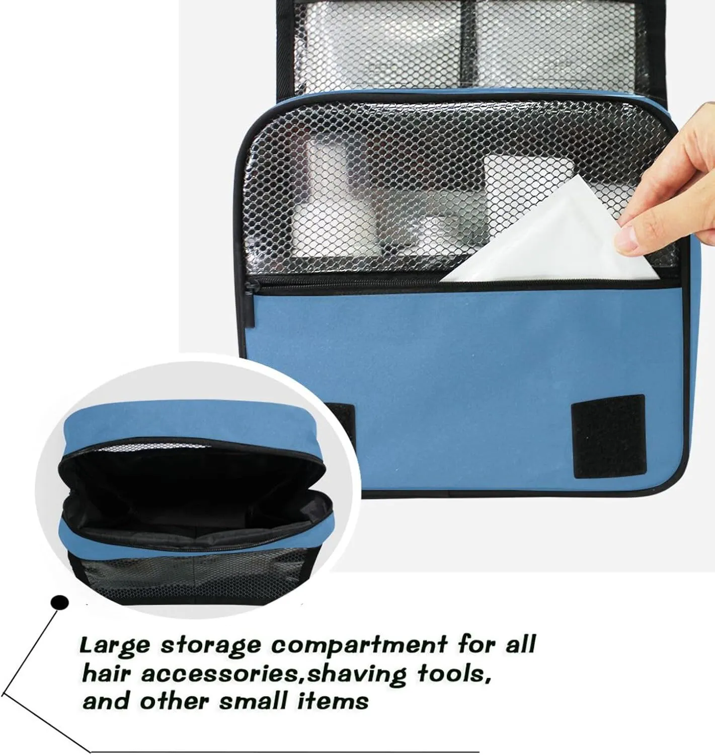 Steel Blue Custom Name Hanging Toiletry Bag Personalized Makeup Cosmetic Bag Large Capacity Travel Toiletry Organizer Cosmetic Case for Shaving Toiletries Brush Storage