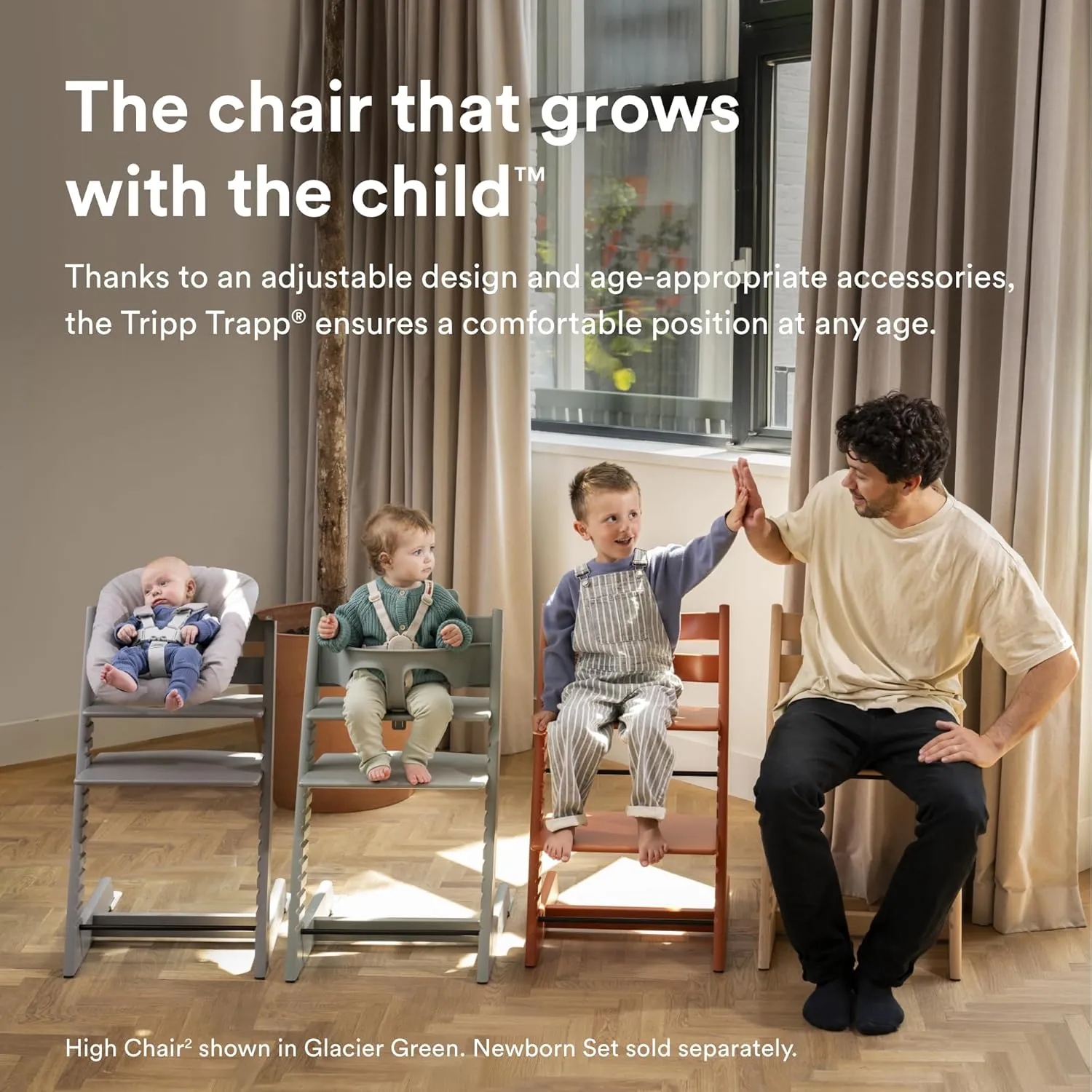 Stokke Tripp Trapp High Chair 2, Terracotta - Includes Chair   Baby Set with Removable Harness for Children 6-36 Months - Adjustable, Ergonomic & Easy to Clean
