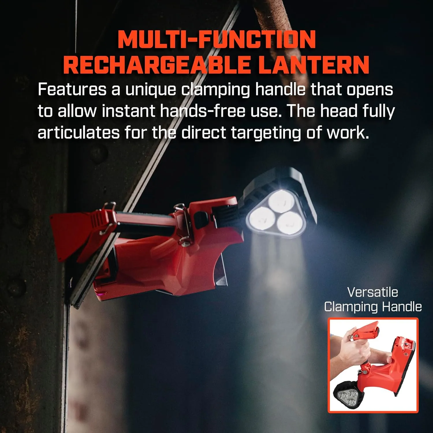 Streamlight 44365 Vulcan Clutch 1700-Lumen Rechargeable Multi-Function Lantern with Vehicle Mount System 12V DC, Includes Quick Release Shoulder Strap, Orange