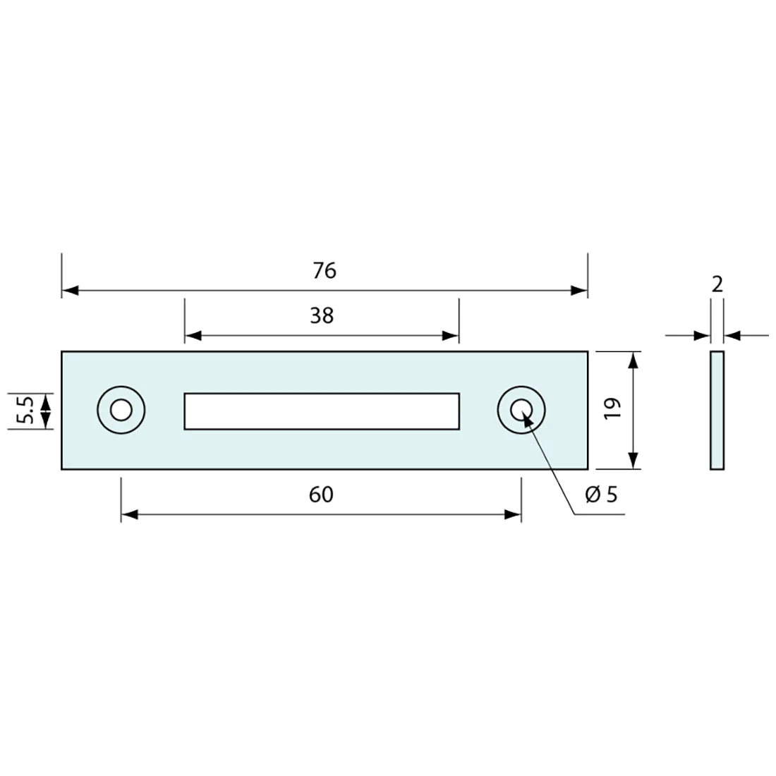 Striker Plate Stainless Steel 19x76mm