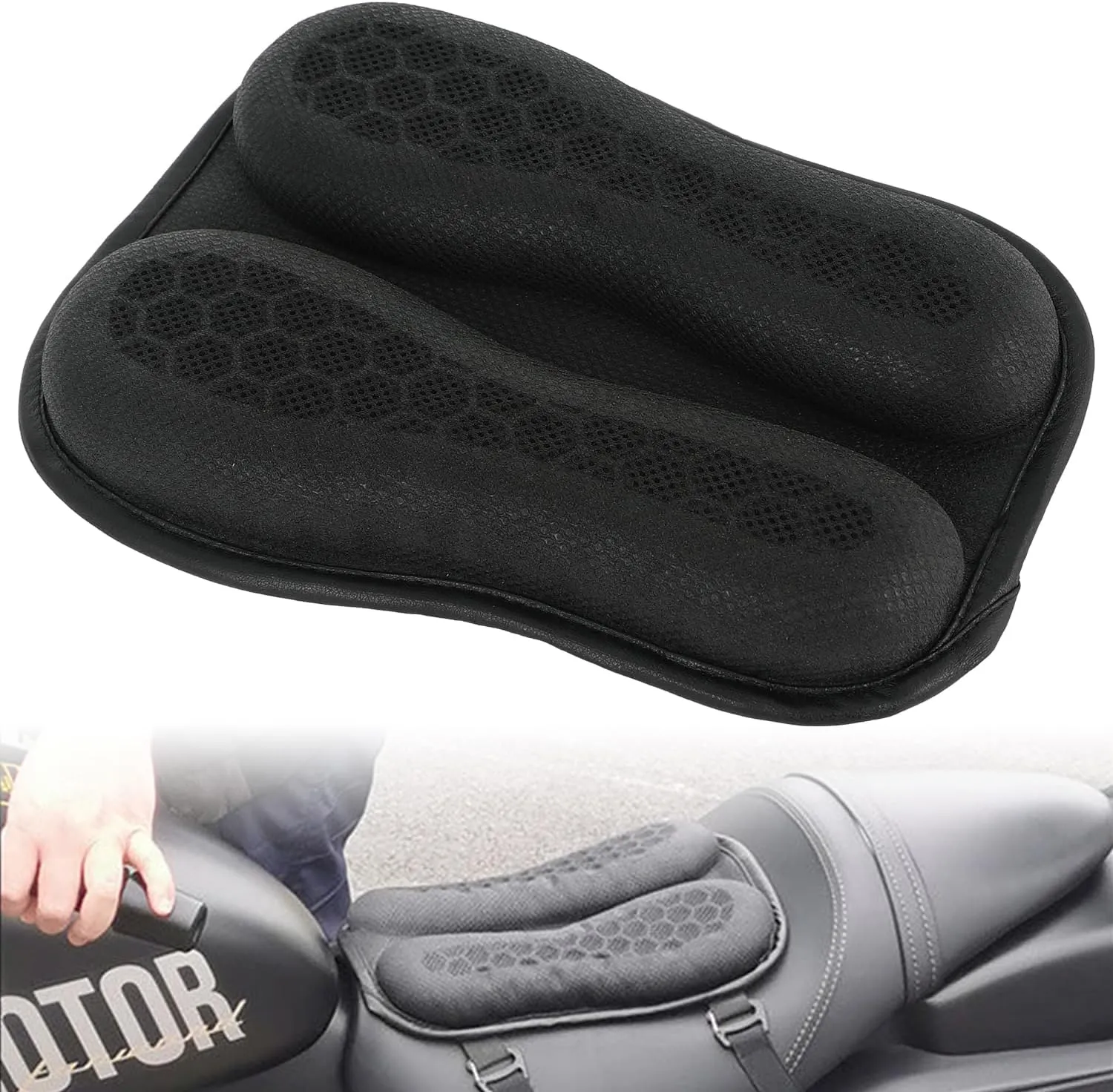 SUNPIE Motorcycle Seat Cushion Small Gel Cover Pad Foldable Universal 3D Honeycomb Structure Seats Cushion w/Breathable for Long Rides