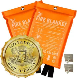 Supa Ant Emergency Fire Blanket for Home and Kitchen - 2 Pack 1500F High Visibility (Glow in The Dark) Smother Kitchen Fire Blanket - CE Certified Hero Fire Blankets Emergency for Home (40in)