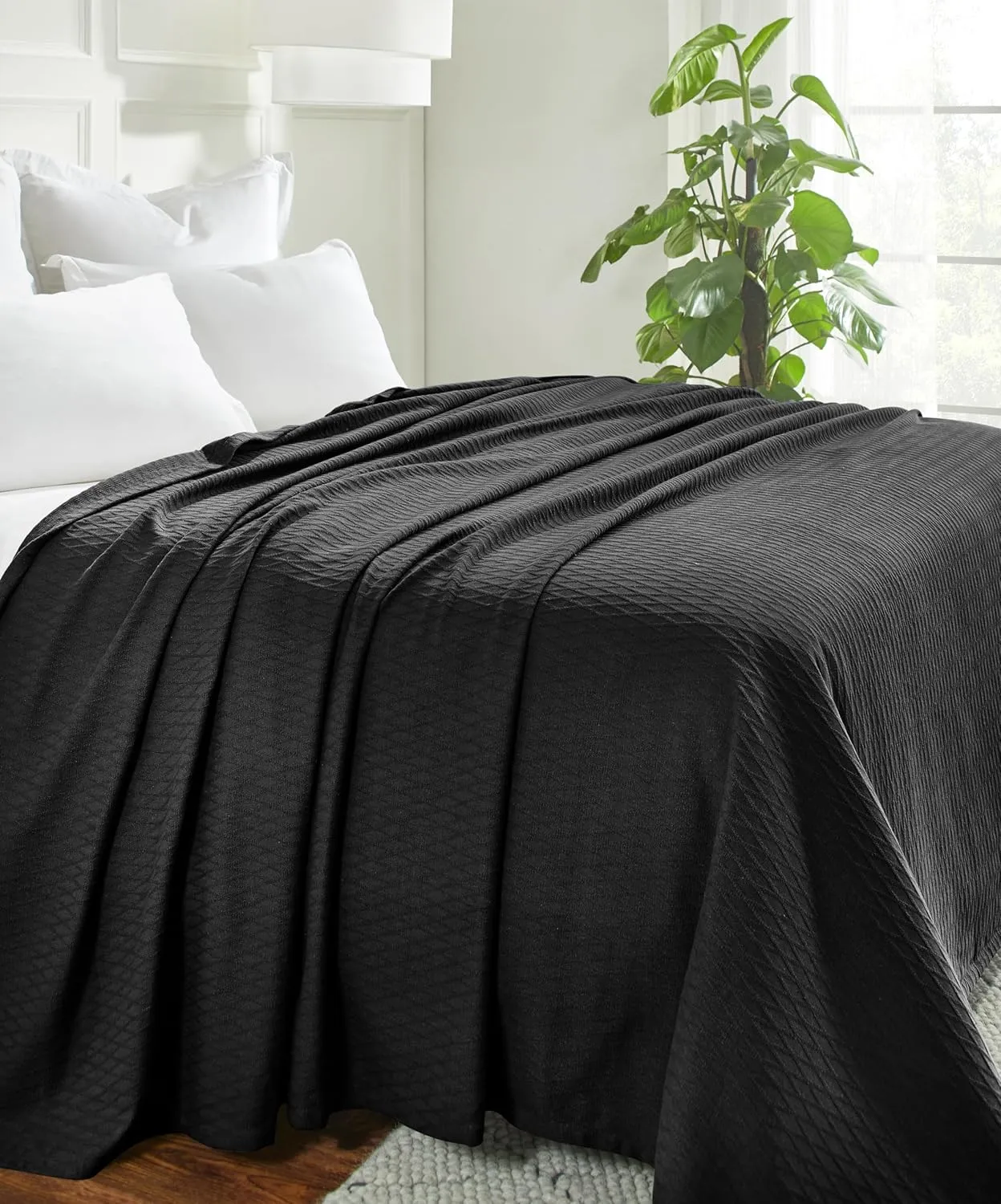 Superior 100% Cotton Thermal Blanket, Soft and Breathable Cotton for All Seasons, Bed Blanket and Oversized Throw Blanket with Luxurious Diamond Weave - King Size, burgundy