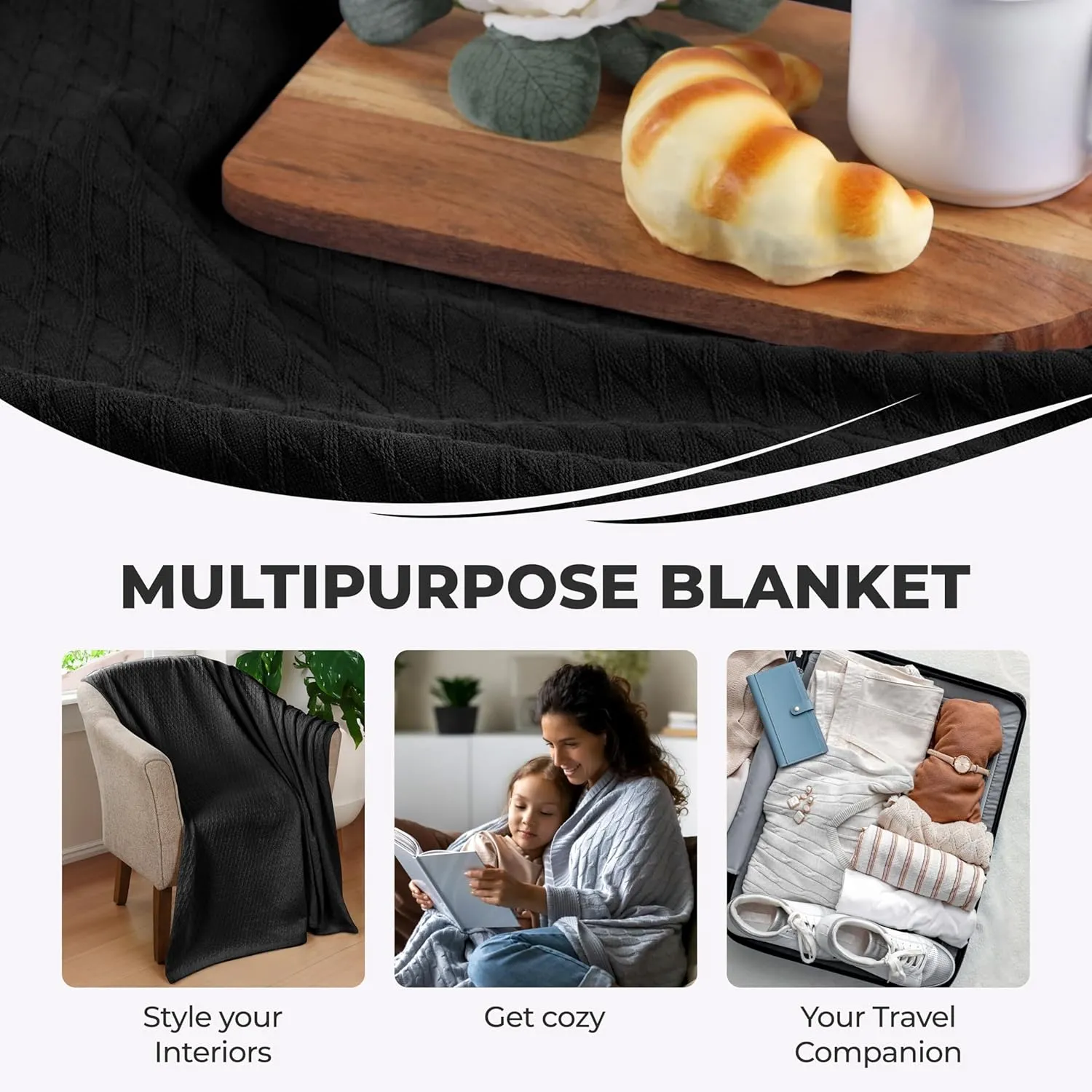 Superior 100% Cotton Thermal Blanket, Soft and Breathable Cotton for All Seasons, Bed Blanket and Oversized Throw Blanket with Luxurious Diamond Weave - King Size, burgundy