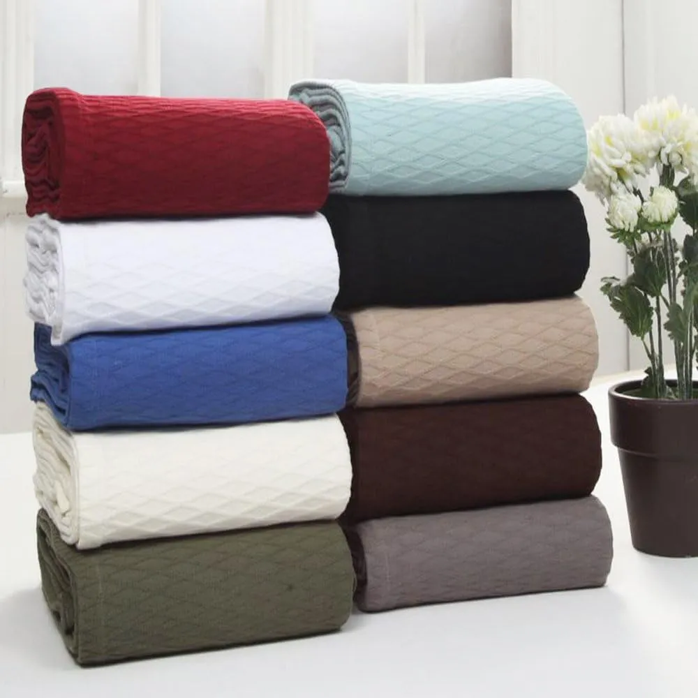 Superior 100% Cotton Thermal Blanket, Soft and Breathable Cotton for All Seasons, Bed Blanket and Oversized Throw Blanket with Luxurious Diamond Weave - King Size, burgundy