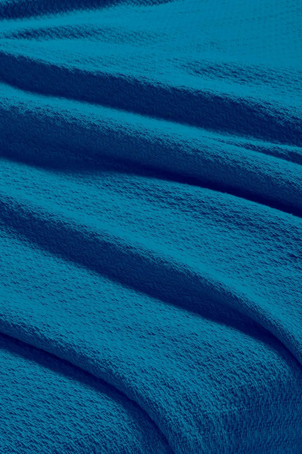 Superior Waffle Weave Cotton Blanket, for Picnic, Beach, Traveling or Camping, Comfy Blanket, Bedroom Decor, Essentials, Cover for Bed, Couch, Lounging, Honeycomb Knit, Twin, Azure