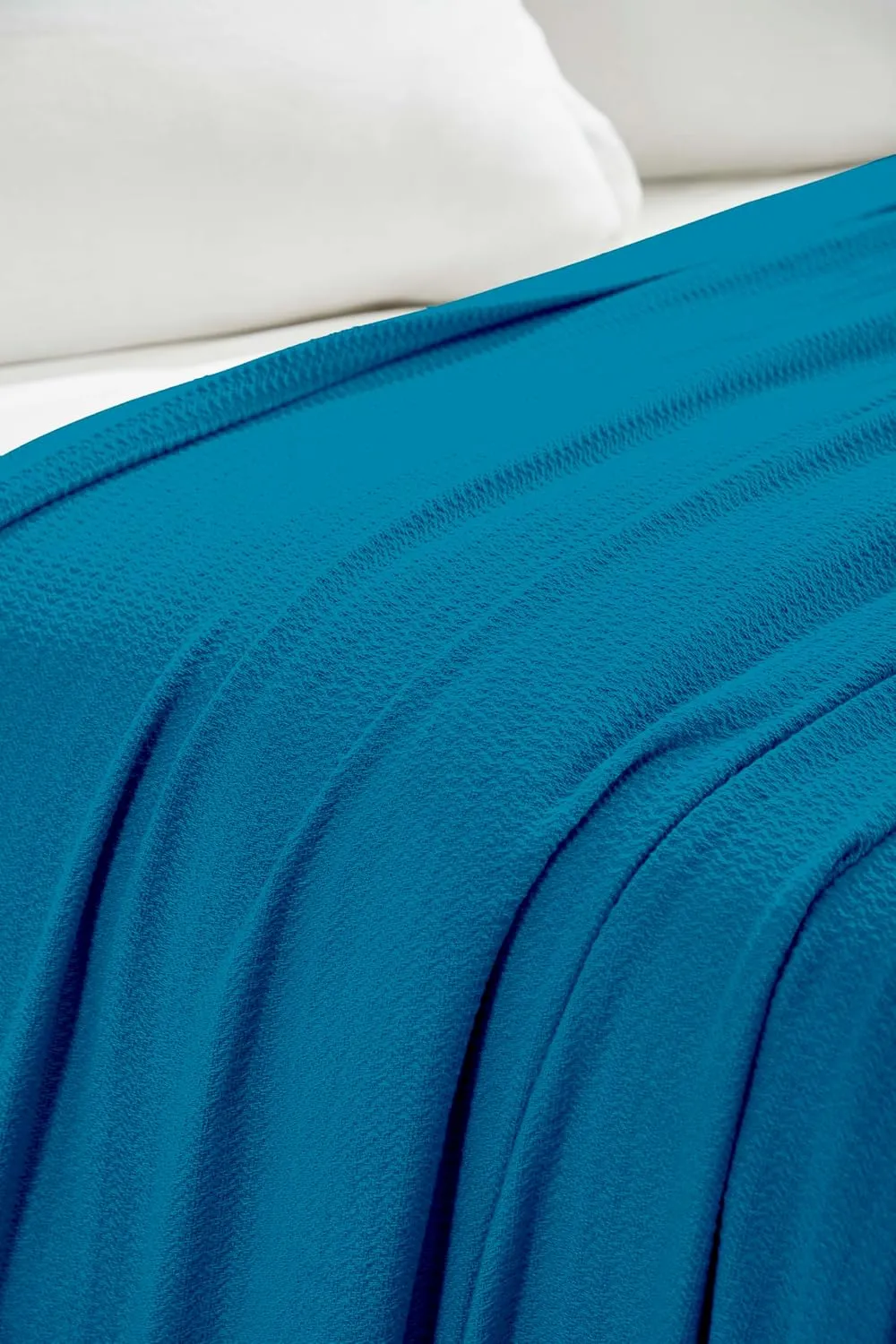 Superior Waffle Weave Cotton Blanket, for Picnic, Beach, Traveling or Camping, Comfy Blanket, Bedroom Decor, Essentials, Cover for Bed, Couch, Lounging, Honeycomb Knit, Twin, Azure