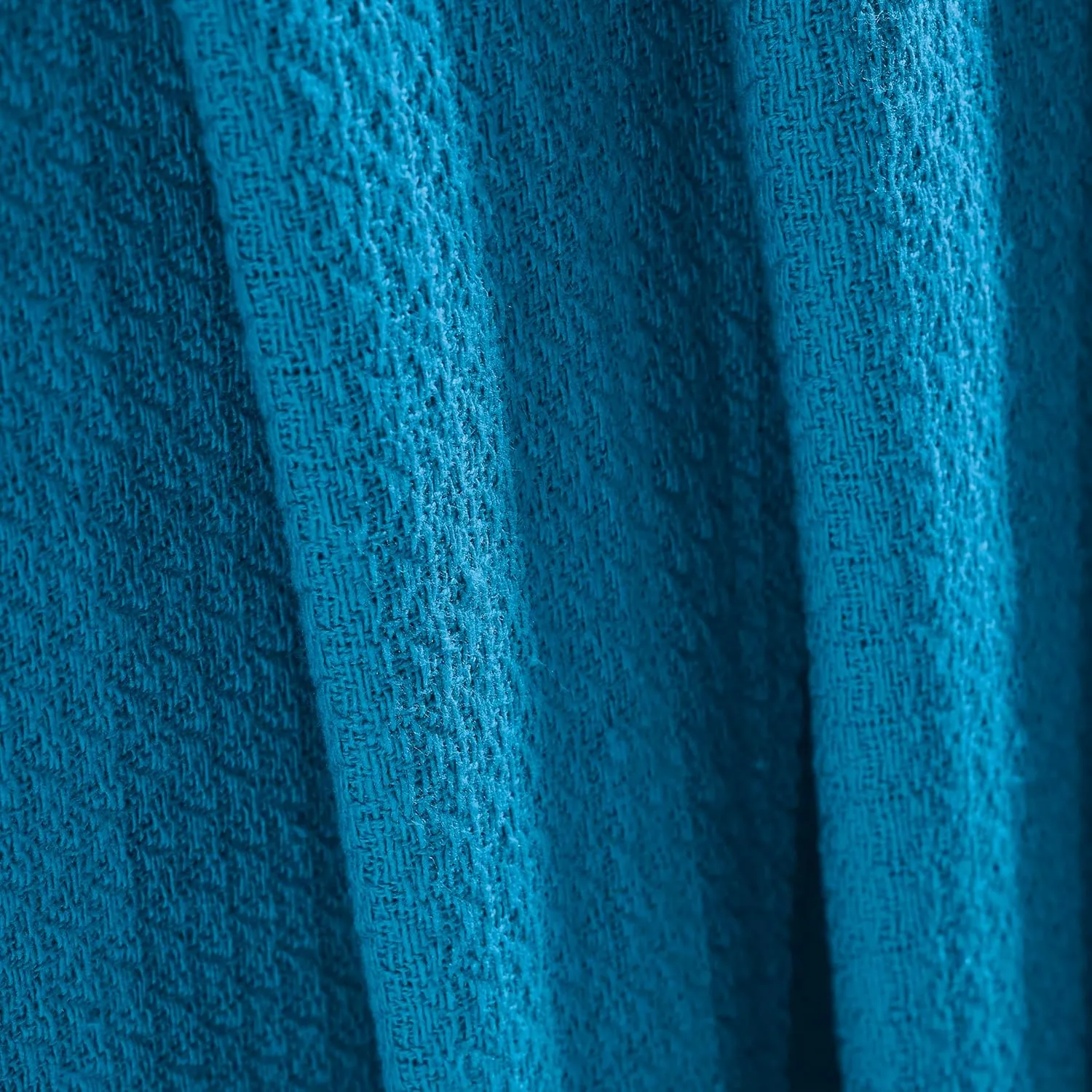 Superior Waffle Weave Cotton Blanket, for Picnic, Beach, Traveling or Camping, Comfy Blanket, Bedroom Decor, Essentials, Cover for Bed, Couch, Lounging, Honeycomb Knit, Twin, Azure