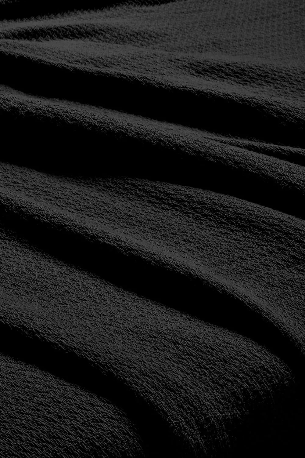 Superior Waffle Weave Cotton Blanket, for Picnic, Beach, Traveling or Camping, Comfy Blanket, Bedroom Decor, Essentials, Cover for Bed, Couch, Lounging, Honeycomb Knit, Twin, Black