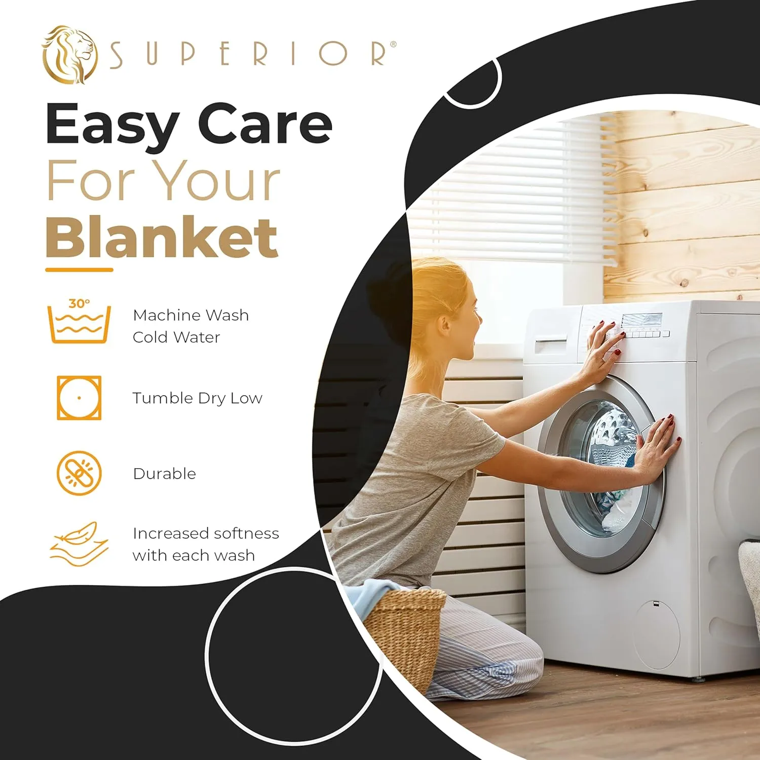 Superior Waffle Weave Cotton Blanket, for Picnic, Beach, Traveling or Camping, Comfy Blanket, Bedroom Decor, Essentials, Cover for Bed, Couch, Lounging, Honeycomb Knit, Twin, Black