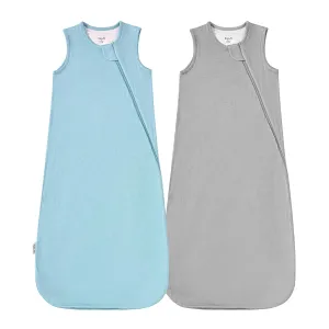Supersoft Rayon Made from Bamboo Sleep Sack 12-18 Months 0.5 Tog Lightweight Toddler Sleep Sack Baby Wearable Blanket with 2-Way Zipper Summer Unisex Sleeping Bag for Babies (2 Pack) Blue & Gray