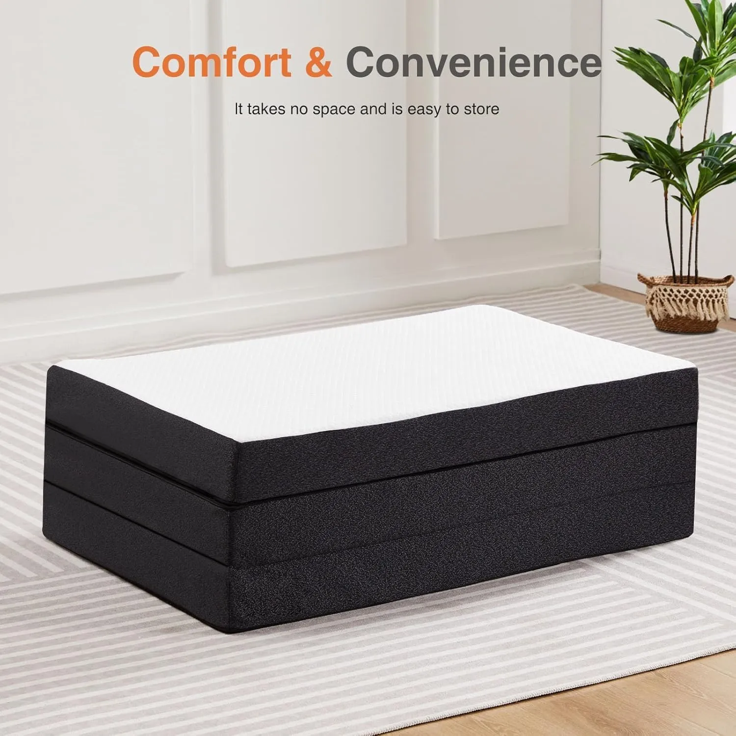 Sweetcrispy Tri-fold Memory Foam Mattress - 3 Inch Twin Size Portable Bed Pad, Foldable Floor Mat, Collapsible and Washable Cover with CertiPUR-US Certified, for Travel & Camping & Yoga