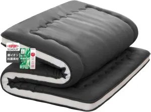 Syalife Japanese Futon Mattress Floor Mattress, 4" Thicken Roll Up Tatami Mat, Foldable & Portable Floor Bed Sleeping Pad, Traditional Shiki Futon (shikibuton), Design by Japan (Black, 39 * 80)