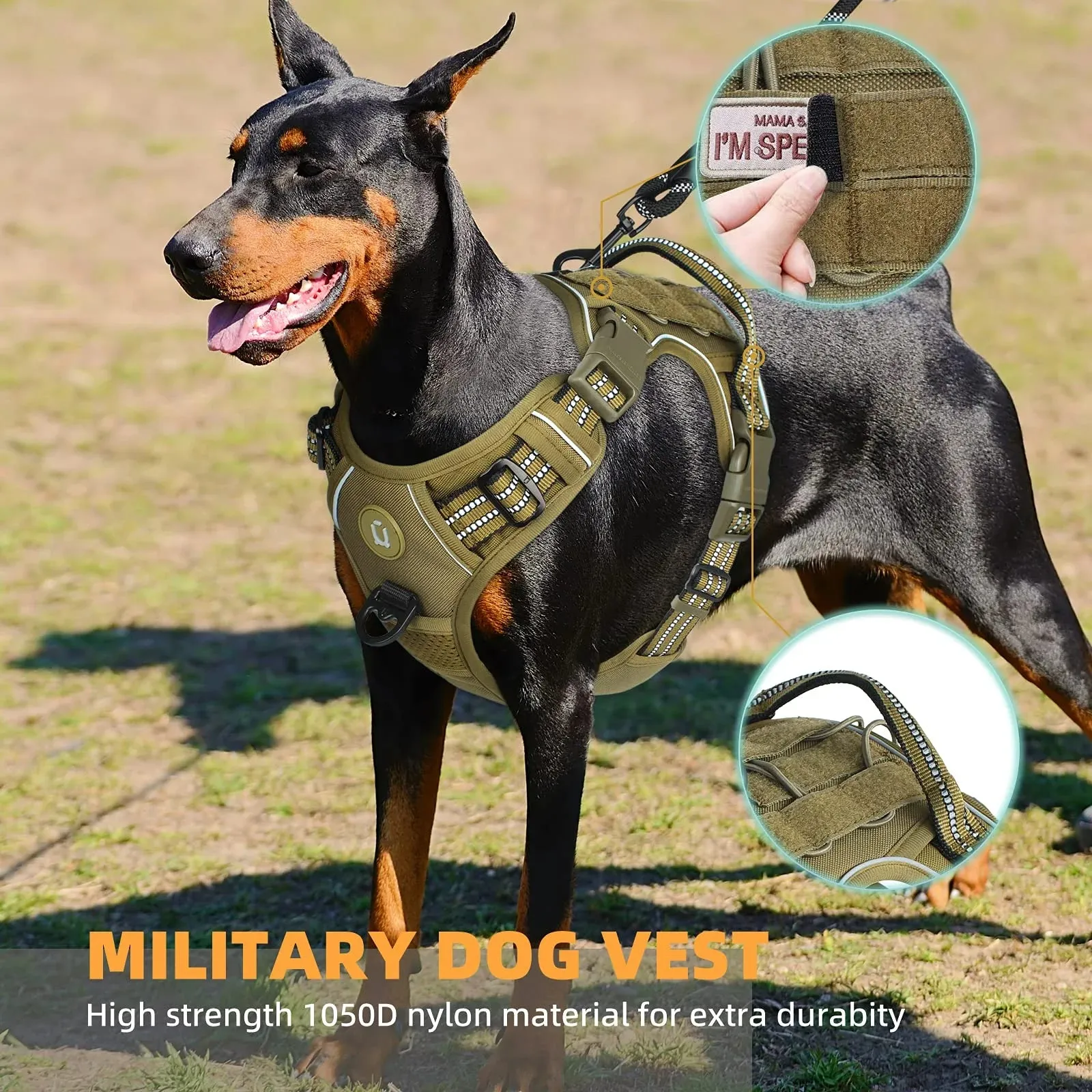 Tactical Dog Harness - No Pull Adjustable and Reflective