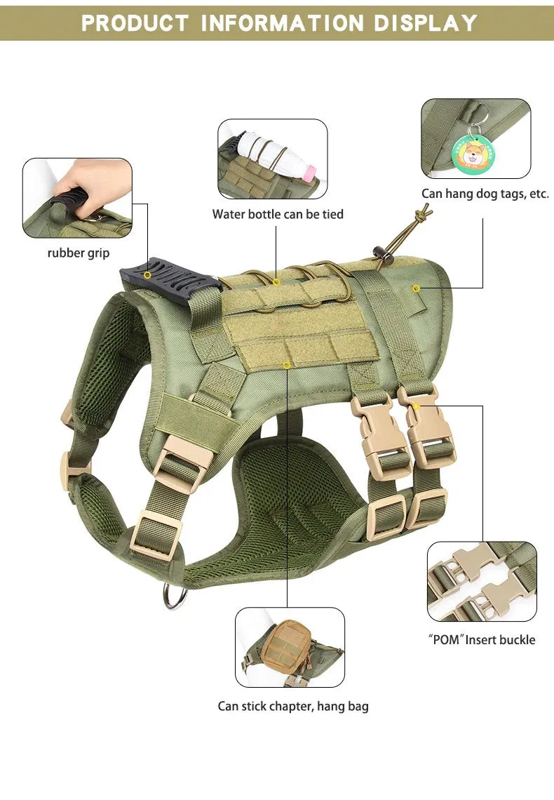 Tactical Dog Harness Vest for Training & Walking, Medium & Large Dogs