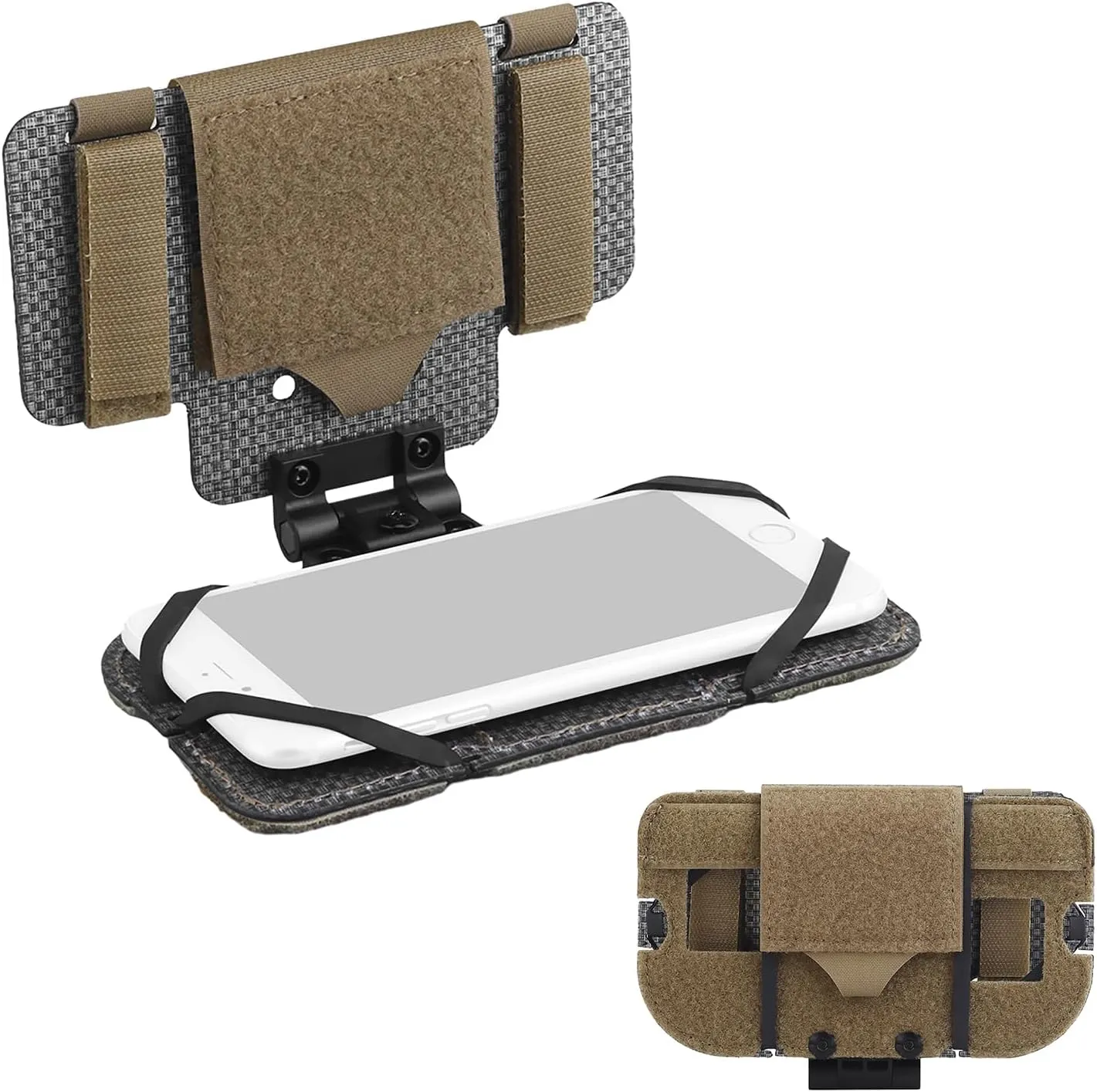 Tactical Plate Carrier MOLLE Vest Phone Holder Universal Cell Phone Chest Mount Pouch Adjustable Foldable Navigation Phone Board Attachment for 4.7"-6.7" Outdoor Sports (Tan)